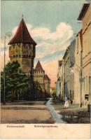 1908 Nagyszeben, Hermannstadt, Sibiu; Befestigungstürme / erődített toronyok / street view, towers (EK)