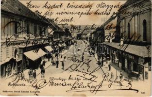 1903 Kolozsvár, Cluj; Wesselényi Miklós utca, Kovács József, Pap Ernő és Csízhegyi üzlete. Boskovics József kiadása / street, shops (EK)