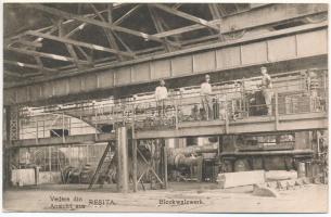Resica, Resita; Blockwalzwerk. Fratii Deutsch / vasgyár belső, blokkhengermű / iron works interior