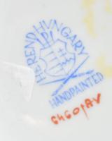 Herendi zöld Apponyi mintás váza, jelzéssel, hibátlan, m: 11 cm