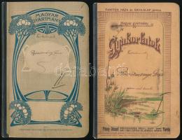 cca 1910-1920 Böszörményi Géza gimnázium tanuló irodalmi jegyzetei, 2 db Rigler József Ede-gyártmányú, szecessziós borítójú füzetben, 19x12 cm