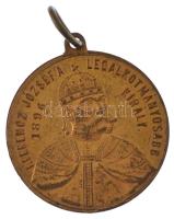 1896. &quot;Árpád a honalapító 896. / I. Ferencz József a legalkotmányosabb király 1896&quot; aranyozott bronz jubileumi emlékmedál füllel, &quot;Markovits. Bpest.&quot; gyártói jelzéssel (22mm) T:AU kissé kopott aranyozás