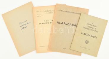 1946-1971 Kisiparosok Országos Szövetsége 4 kiadványa: alapszabályai (1946, 1971), A helyipar fejlődése és szerepe (1956), Kisiparos barátiankhoz szólunk (1960.)