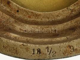 Régi szállodai csengő, festett fém, figurális díszítéssel, működik, kis kopásokkal, d: 17 cm