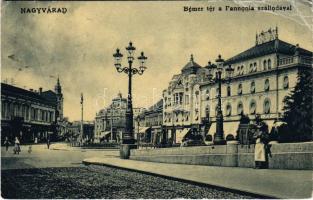 1909 Nagyvárad, Oradea; Bémer tér a Pannonia szállodával / square, hotel (EB)