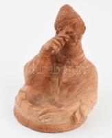 Szederjesi András erdélyi keramikus: Figurális szivartál, kézzel formált égetett agyag, feje ragasztott, kis lepattanások, jelzett, m: 21 cm