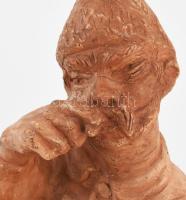 Szederjesi András erdélyi keramikus: Figurális szivartál, kézzel formált égetett agyag, feje ragaszt...