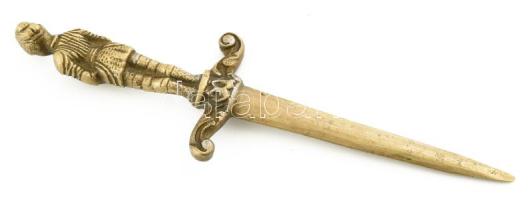 Alabárdos figurás levélbontó, bronz, hibátlan, h: 22 cm