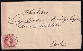 1870 5kr on cover "HEVES" - Eger, 1870 5kr levélen "HEVES" - Eger