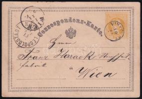 1870 2kr PS-card "VINKOVCE" - Wien, 1870 2kr díjjegyes levelezőlap "VINKOVCE" - Wien