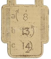 Retro német fém zár, számzáras, kódjával, kis kopással, m: 6.5 cm