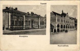 1914 Tasnád, Községháza, Royal szálloda. Lövinger Lipót kiadása / town hall, hotel