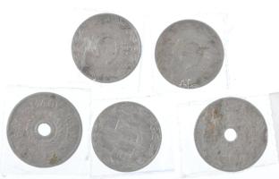 ~1950-1960. 2f-5f Al (5db) anyaghibás érmék T:F