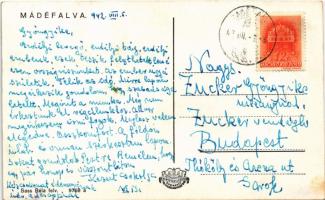 1942 Mádéfalva, Siculeni; bevonulás, Országzászló, A madéfalvi veszedelem emlékoszlopa. Sass Béla fe...