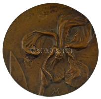 Váró Márton (1943-) DN Virágmotívum egyoldalas, öntött bronz plakett (~95-97mm) T:XF