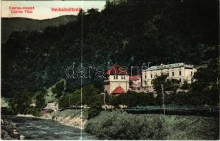 1909 Herkulesfürdő, Baile Herculane; Cserna részlet. Deixner Fanny kiadása / Cerna valley, Villa Danilá Valusescu