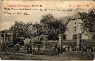 1908 Gombos, Bogojeva; M. kir. állami óvoda, lovas hintó / kindergarten, horse chariot (EK)