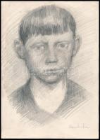 Konstantin László (1930- ): Fiú (tanulmány). Ceruza, papír, jelzett, 29,5x21 cm