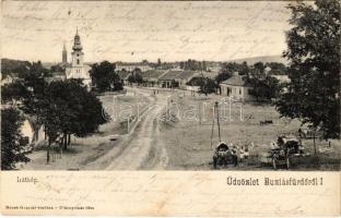 1904 Buziásfürdő, Baile Buzias; Fő utca, templomok. Nosek Gusztáv kiadása / main street, churches (fl)