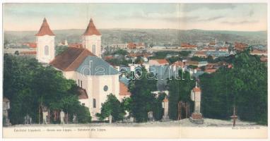Lippa, Lipova; Zeitler Lajos 1905. 3-részes kinyitható panorámalap / 3-tiled folding panoramacard