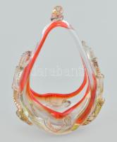 Marosvásárhelyi üveg kosár, címkével jelzett, hibátlan, m: 17,5 cm