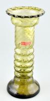 Poschinger színezett hutaüveg váza, hibátlan, címkével jelzett, m: 26,5 cm