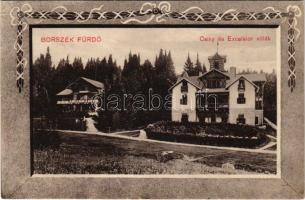 1911 Borszék, Borsec; Csiky és Excelsior villák / villas, spa (kis szakadás / small tear)