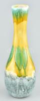 Sárga-kék színű HSZ Iparművészeti Kerámia váza, jelzéssel, hibátlan, m: 24,5 cm