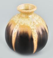 Halmos Ferenc kristálymázas kerámia váza, jelzés nélkül, hibátlan, m: 12,5 cm