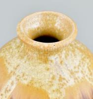 Halmos Ferenc kristálymázas kerámia váza, jelzés nélkül, hibátlan, m: 12,5 cm