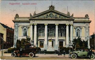 1915 Nagyvárad, Oradea; Szigligeti színház, automobilok. Benkő Artur kiadása / theatre, automobiles (EK)