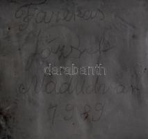 Fazekas József Nádudvar 1989 feketekerámia plakett, jelzéssel, minimális kopással, falra akasztható,...