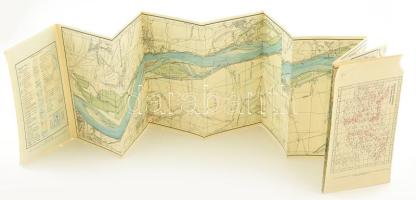 cca 1930-1940 A Duna Paks-Mohács (80 km) szakaszának térképe. Vízisporttérképek 13. sz. 1 : 25.000. Bp., M. Kir. Állami Térképészet. Minimális lapszéli sérülésekkel, 196x24 cm