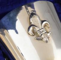 Bourbon-liliom mintás keresztelő pohár pár díszdobozban, újszerű állapot, jelzés nélkül, fém, m: 9 c...