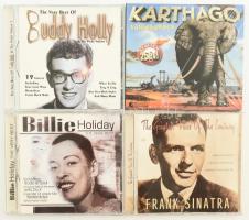 Vegyes CD tétel, 4 db:  The very best of Buddy Holly (Musicbank Ltd 2000), The very best of Billie Holiday (Musicbank Ltd 2000), Frank Sinatra - The greatest vioice of the century (Bellevue Entertainment),  Karthago - ValóságRock (EMI,2004.)