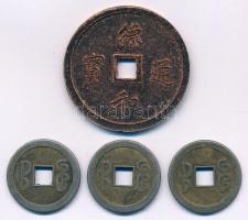 4db-os ázsiai szerencsepénz-tétel T:XF,VF / 4pcs Asiaan lucky money lot C:XF,VF