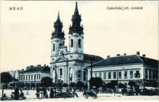 Arad, Görögkeleti román templom, tér üzletekkel / Catedrala ort. romana / Romanian Orthodox church,shops