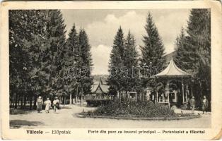 1925 Előpatak, Valcele; Park részlet a fő kúttal. Kiadja E. Téglas / Parte din parc cu izvorul principal / park, pavilion, well (ázott sarkak / wet corners)