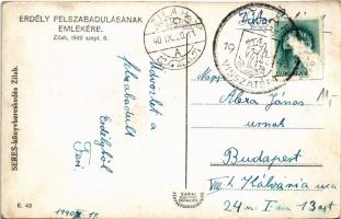 1940 Zilah, Zalau; bevonulás, magyar zászlók, Édes és Seres Samu üzlete / entry of the Hungarian tro...