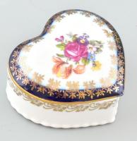 Német porcelán ékszeres doboz, virágmintás, jelzéssel, hibátlan, sz: 7 cm