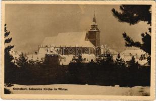 Brassó, Kronstadt, Brasov; Schwarze Kirche im Winter / Fekete-templom télen. H. Zeidner kiadása / church in winter