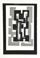Frank Magda (1914-1997): Geometrikus kompozíció. Szitanyomat, papír, jelzett. 42×28 cm / Magda Frank (1914-1997): Composition. Screenprint on paper, signed. 42×28 cm.