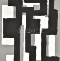 Frank Magda (1914-1997): Geometrikus kompozíció. Szitanyomat, papír, jelzett. 42×28 cm / Magda Frank...