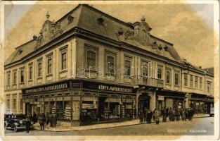 1930 Veszprém, Városháza, automobil, Egyházmegyei könyvnyomda, könyv és papírkereskedés üzlete és saját kiadása (fl)