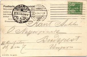 1904 Stuttgart, Duftende Grüsse aus Stuttgart / gardeners, tram (EK)