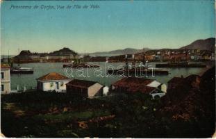 1911 Corfu, Corfou, Kerkyra; Vue de lIle de Vido / general view, battleships (worn corners)