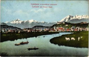 1915 Ljubljana, Laibach; s kamniskimi planinami / mit Steiner Alpen / general view with mountains + K.u.K. Hauptfeldpostamt Nr. 301 (EK)