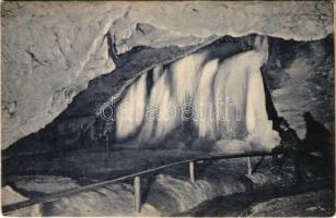 1909 Dobsina, Dobschau; Dobsinai jégbarlang, belső, A nagyobbik vízesés. Fejér Endre kiadása / Dobschauer Eishöhle / Dobsinská ladová jaskyna / ice cave, interior (EK)