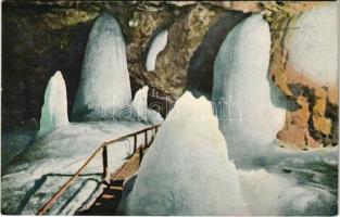 Dobsina, Dobschau; Dobsinai jégbarlang, belső, Oszlop-terem. Fejér Endre kiadása / Dobschauer Eishöhle / Dobsinská ladová jaskyna / ice cave, interior (Rb)