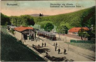 1908 Budapest II. Hűvösvölgyi villamos végállomás. J. Schwarz kiadása (fl)